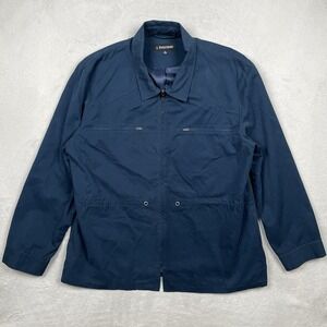 J. Peterman Utility Field Jacket Mens XL Navy Blue Military Full Zip Lined